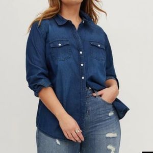Torrid Taylor Medium Wash Denim Button-Down Shirt